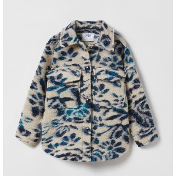 Zara Textured Floral Overshirt Shacket Wool Blend Girls 11/12 NewSize: 11 - 12